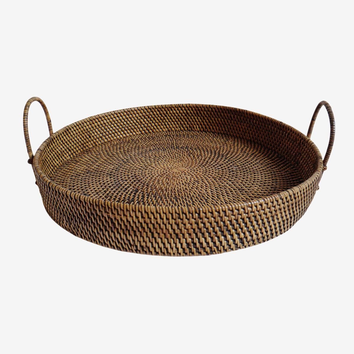 Tea Stained Rattan Round Tray - Image 1
