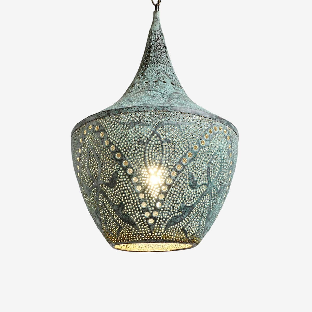 Copper Verdigris Dot Pendant Medium - Image 1