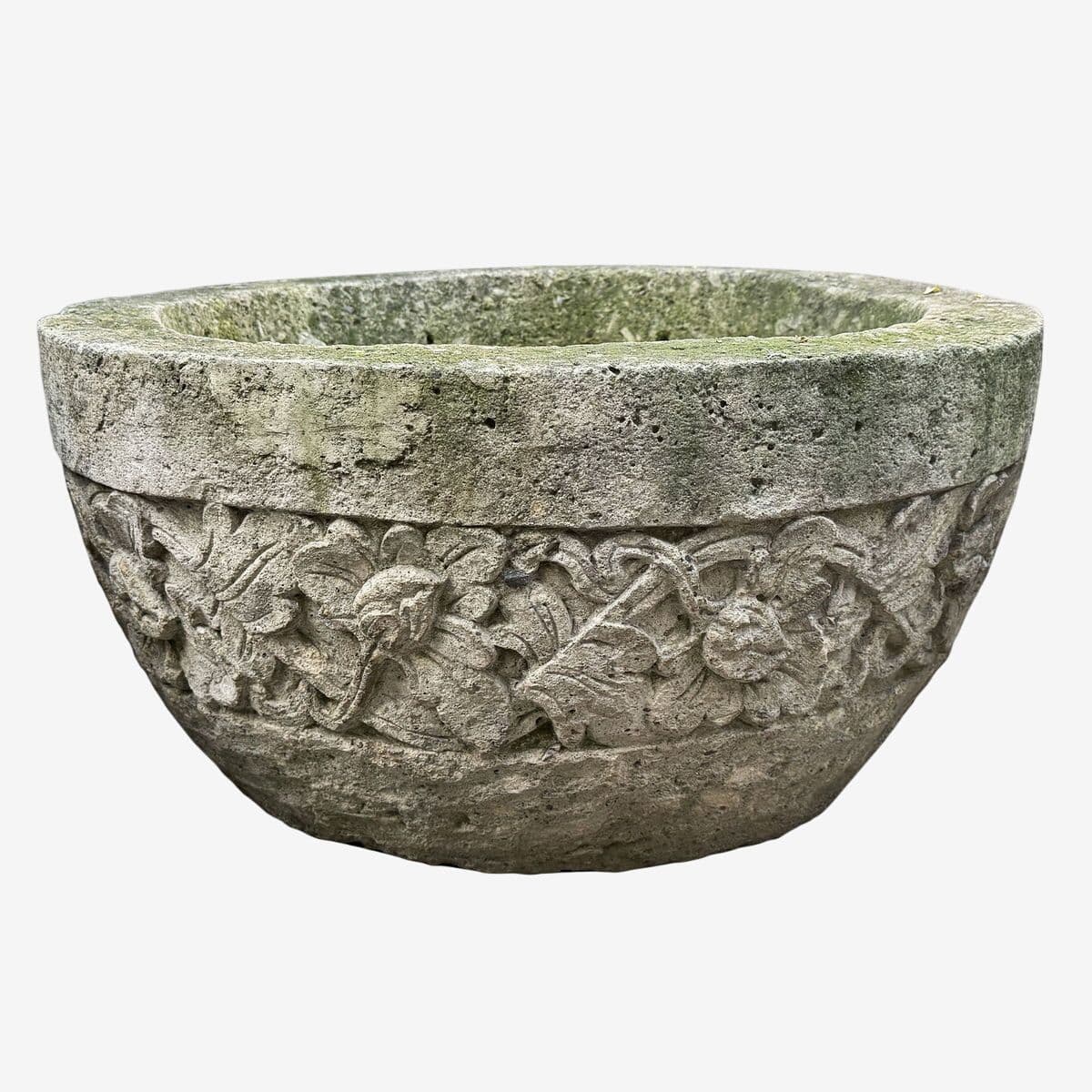 Stone Cement Carved Planter Bowl - Image 1