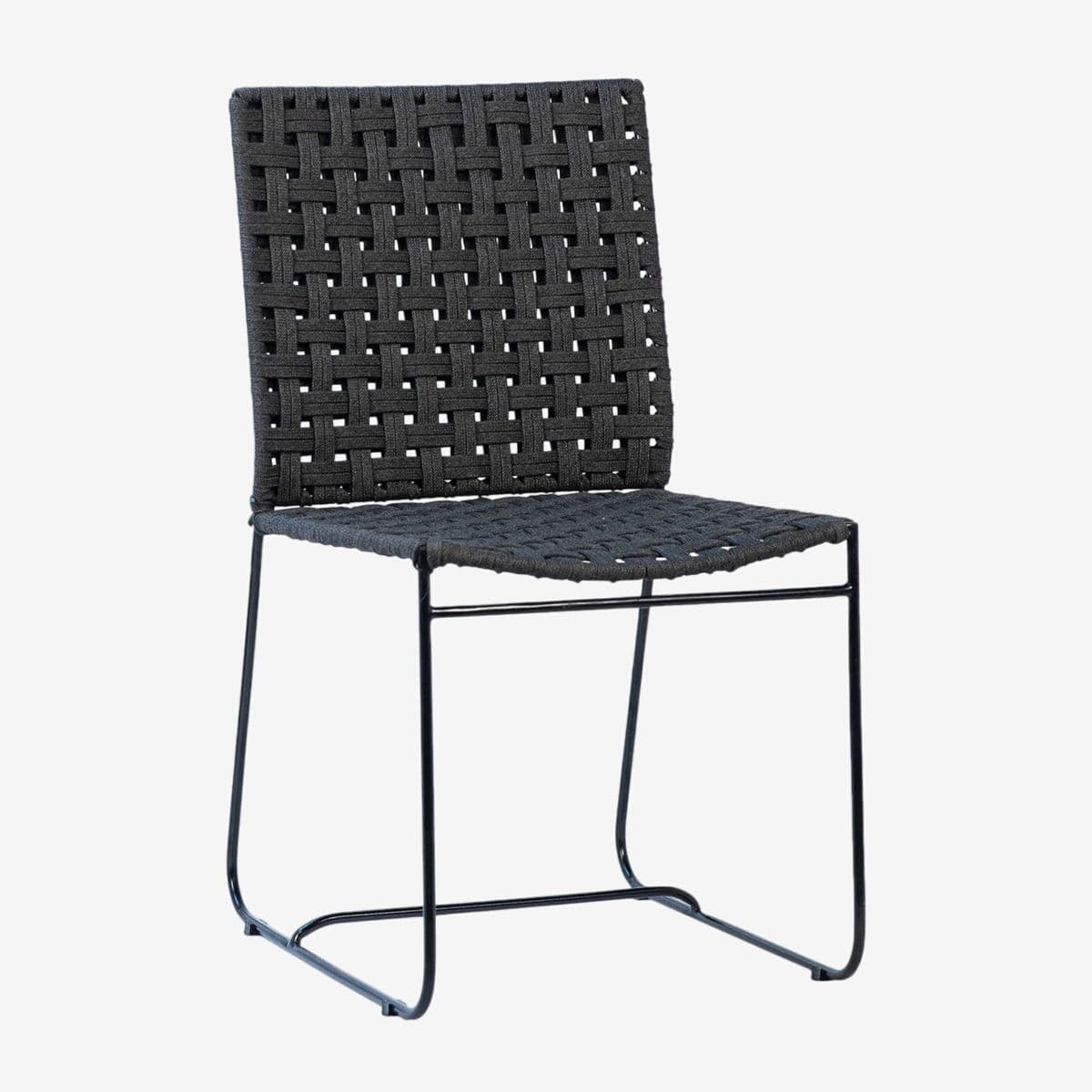 Black Woven Rope Outdoor Dining Chair - Image 1