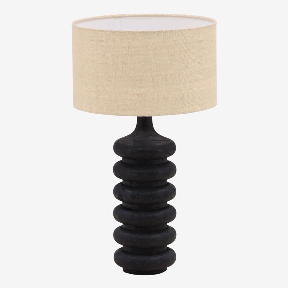Alvaro Black Wood & Jute Table Lamp - Image 1