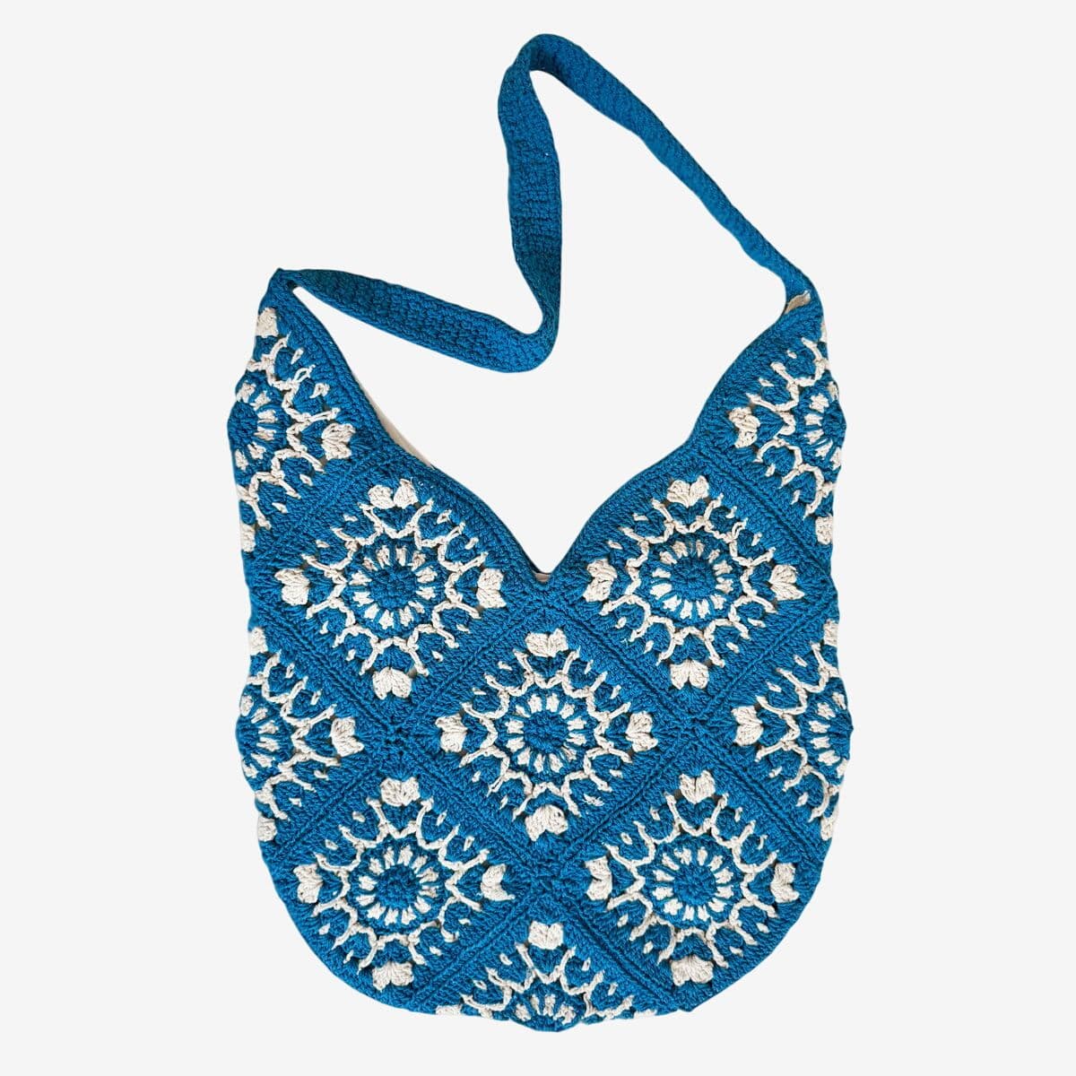Teal Blue Macrame Shoulder Bag - Image 1