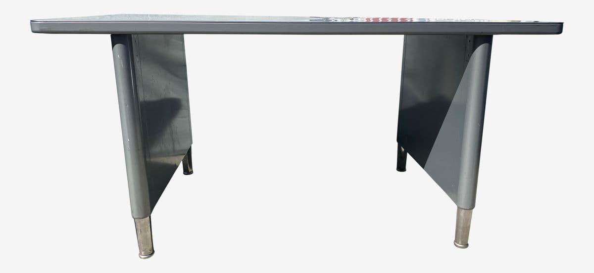Vintage Steelcase Metal Tanker Writing Desk - Image 1