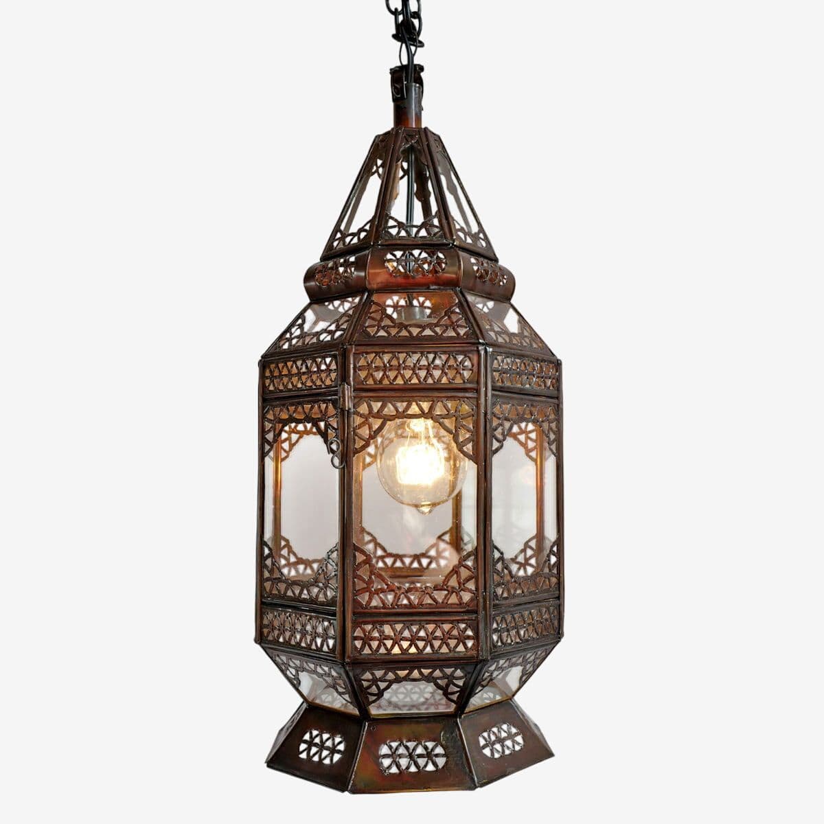 Moorish Tin & Clear Glass Lantern - Image 1