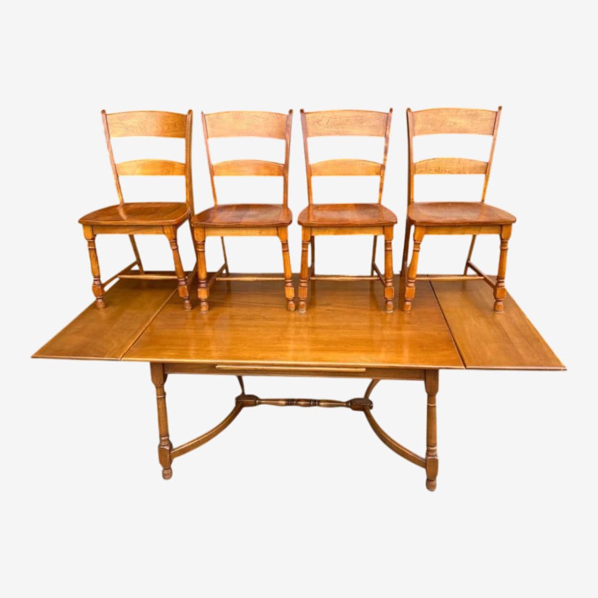 Heywood-Wakefield Vintage Birch Wood 84" Dining Table With Four Chairs - Mid 20th Century - Image 1