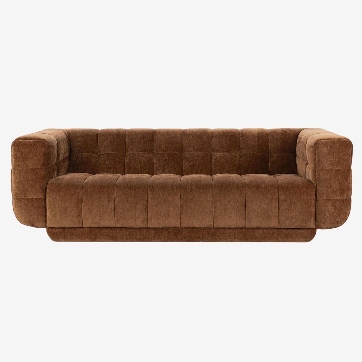 Milk Chocolate Velvet Tufted Sofa - Image 1