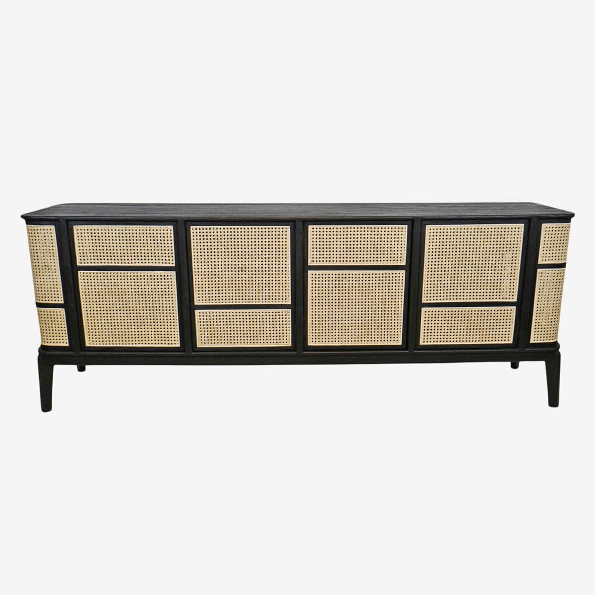 Deco Black & Cane Sideboard - Image 1