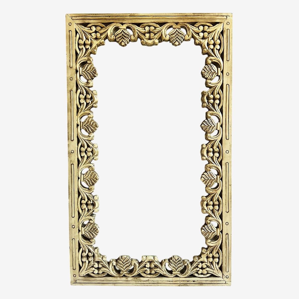 Cream Floral Wood Mirror - Image 1