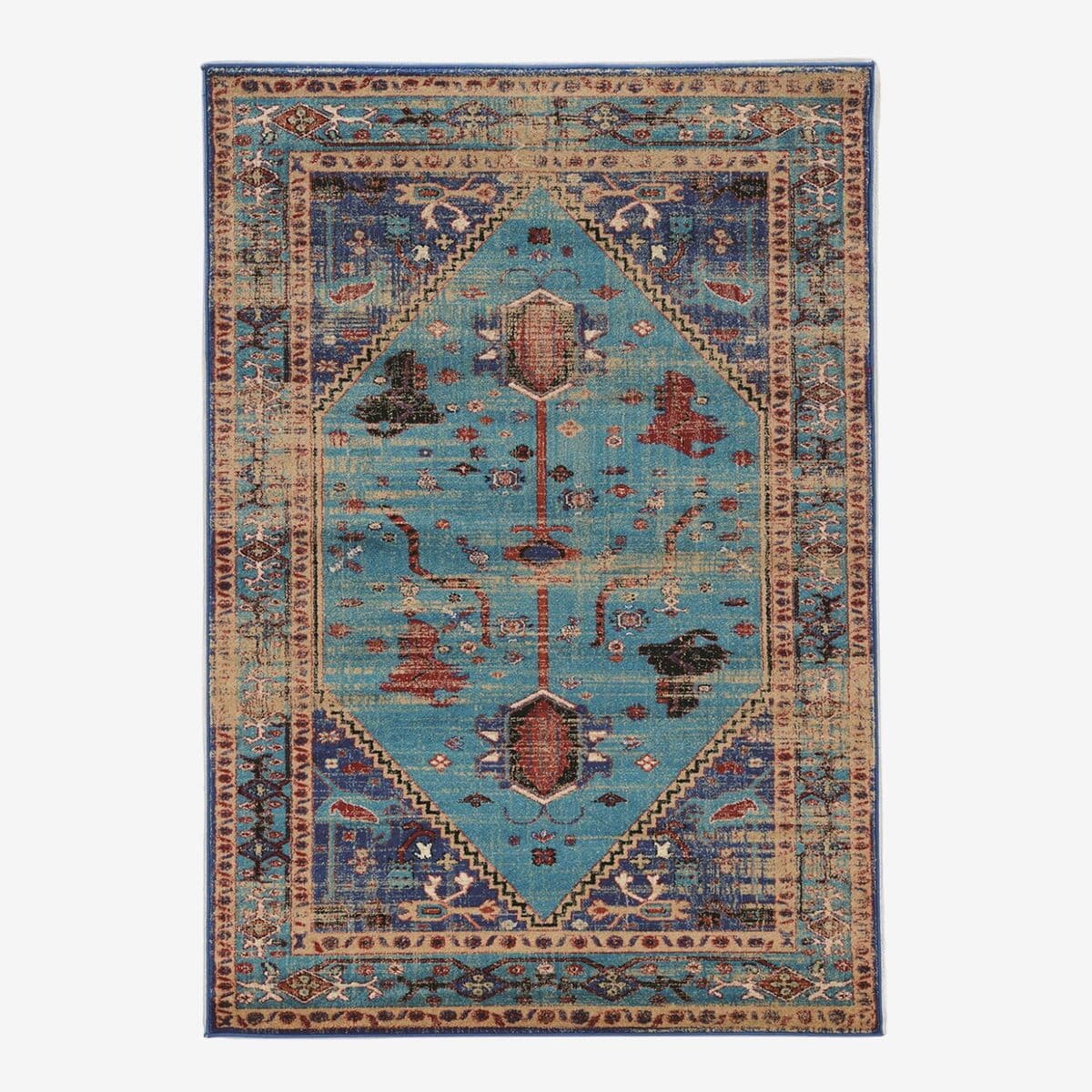 Vintage Style Blue / Beige Persian Rug - Image 1