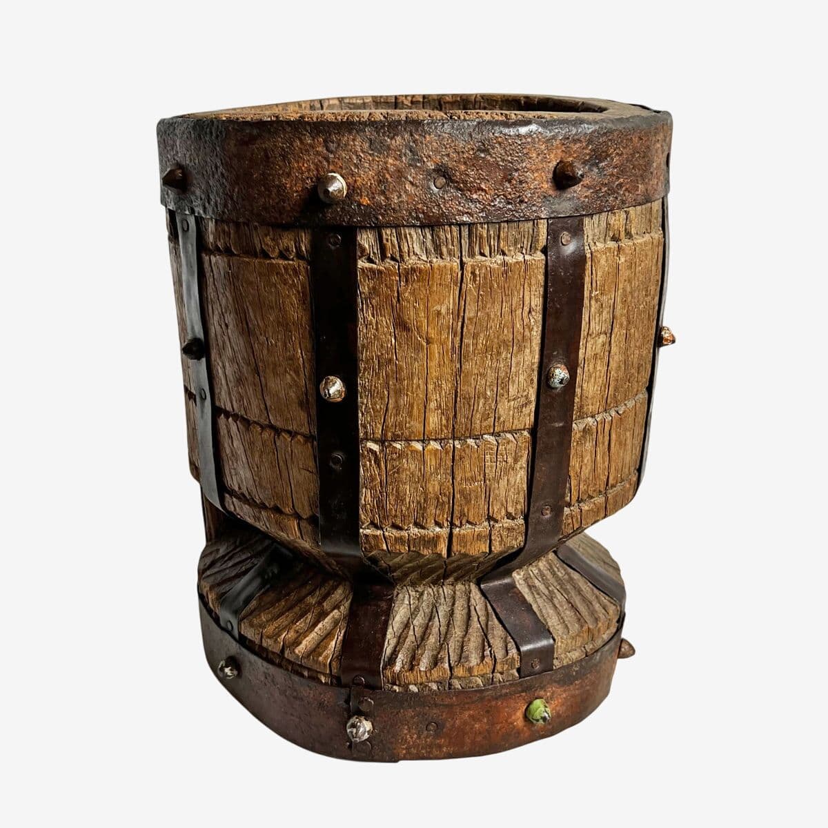 Old India Wood Pestle Pot