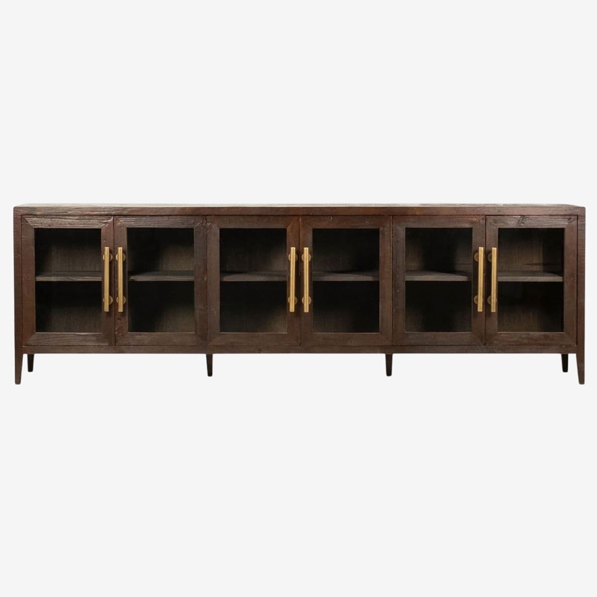 Long Walnut Glass Door Sideboard - Image 1