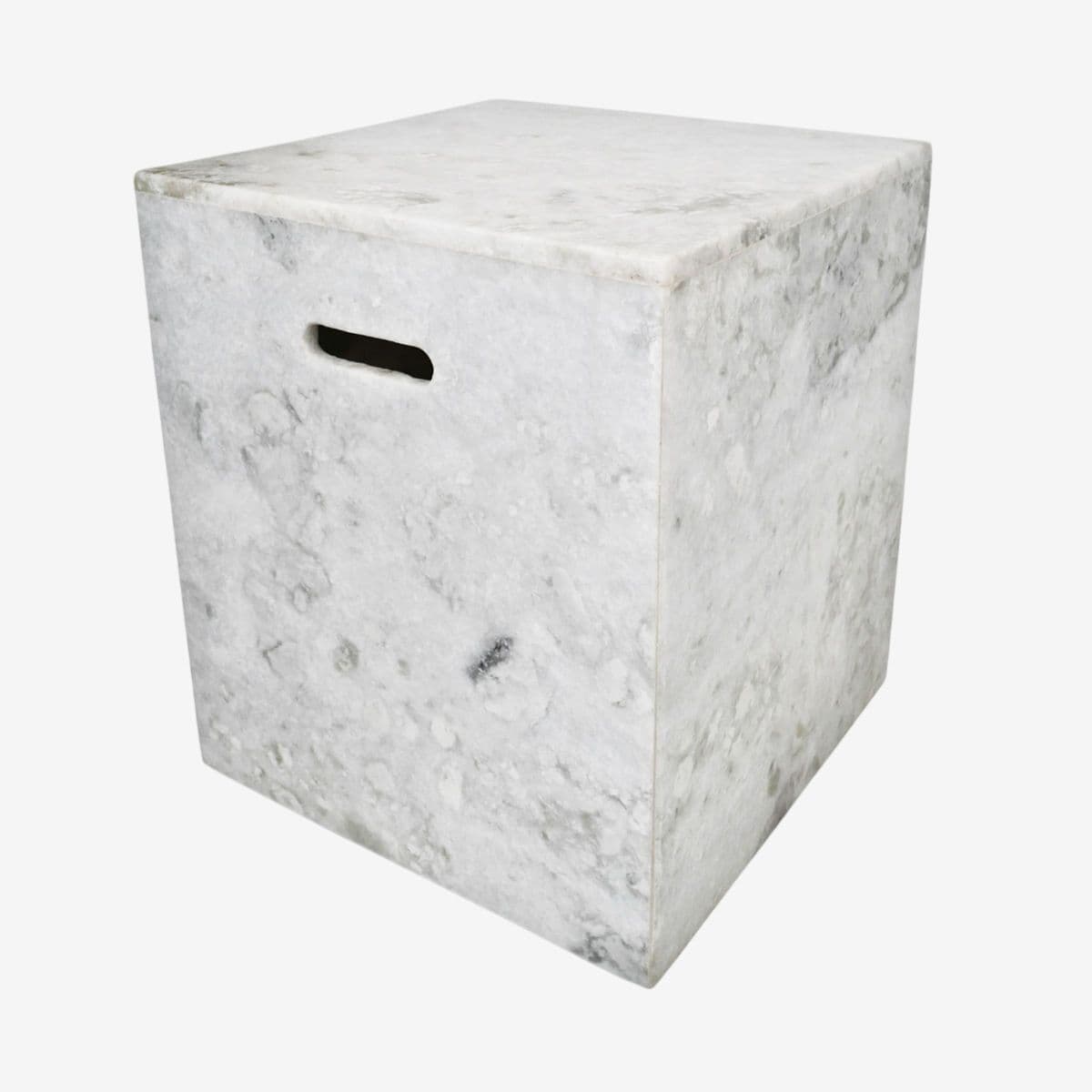 White Grey Marble Cube Stool / Table - Image 1