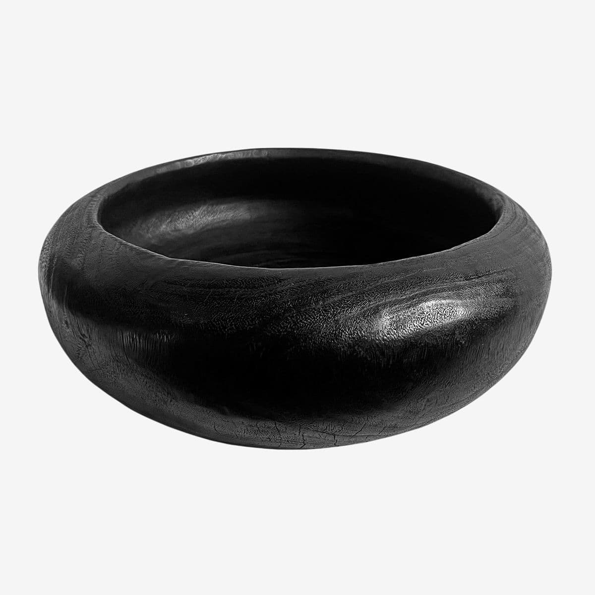 Low Profile Black Wood Bowl - Image 1