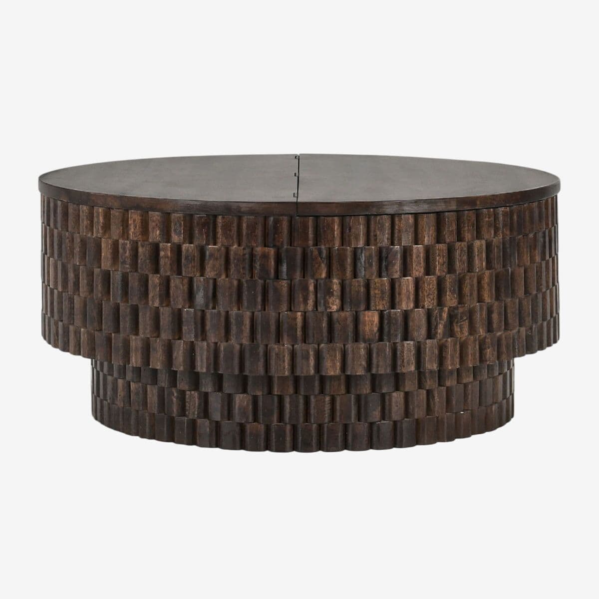 Espresso Round Modern Storage Coffee Table - Image 1