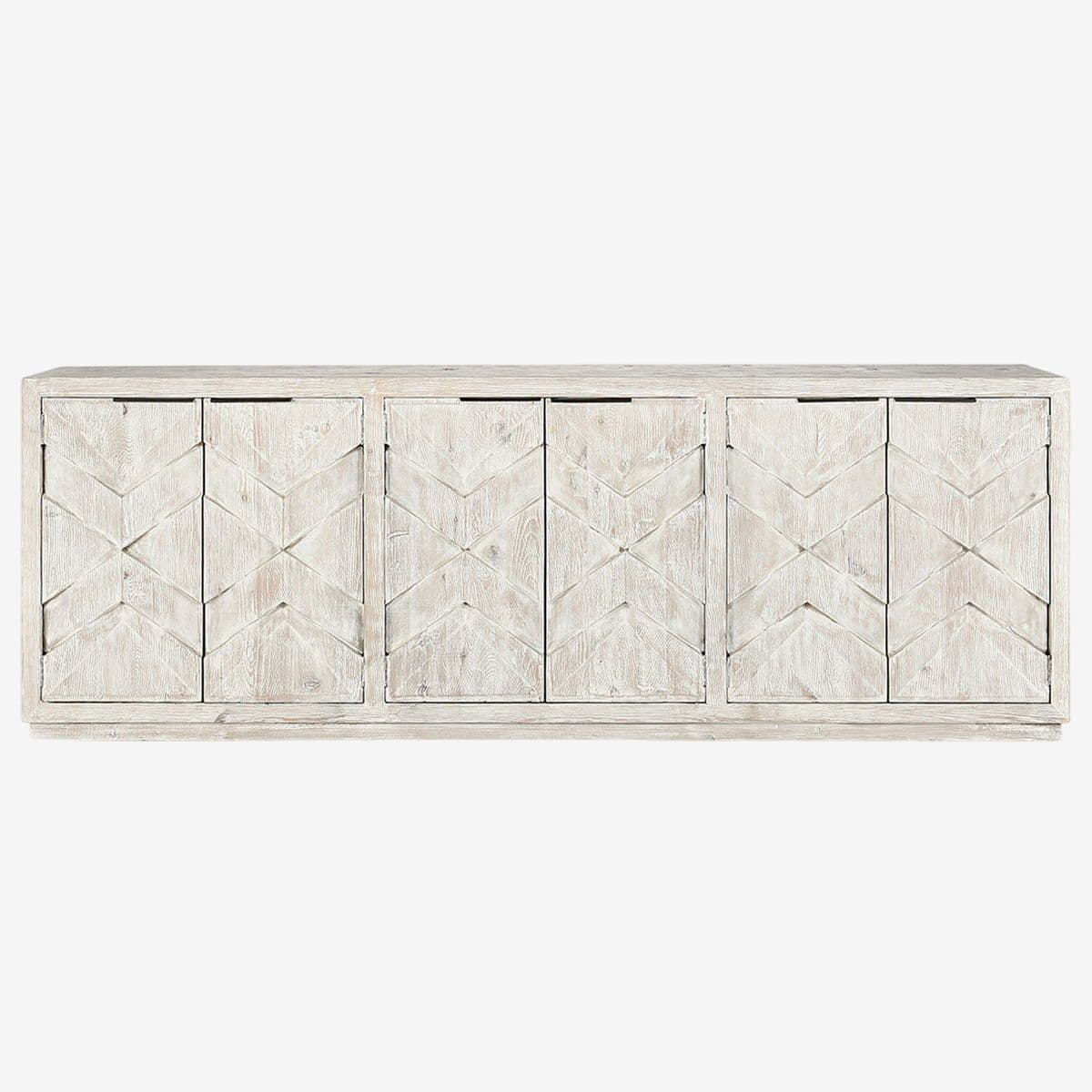 Cream Washed Braided Wood Sideboard - Image 1