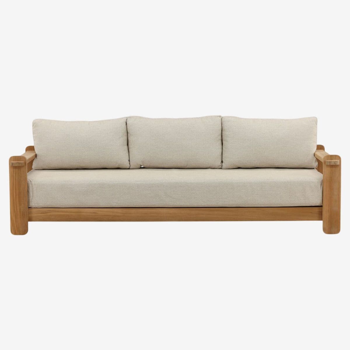 Outdoor Teak & Taupe Cushion Sofa - Image 1