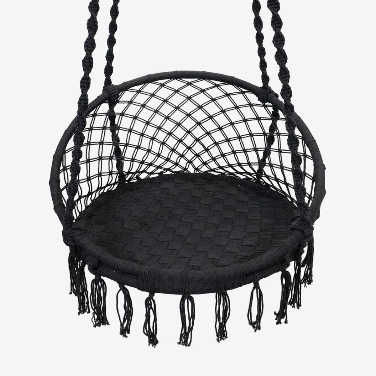 Black Macrame Rope Swing Chair - Image 1