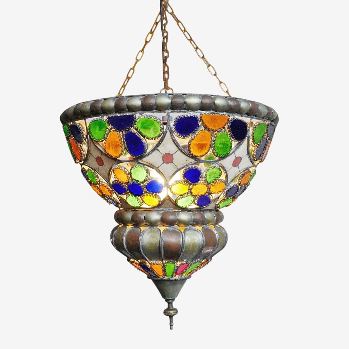 Antique Moroccan Nickel Flower Chandelier - Image 1
