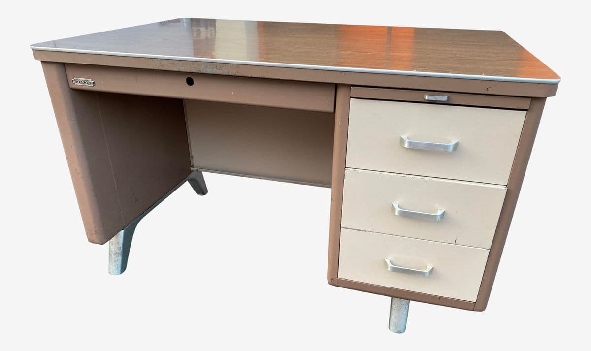 Vintage Mid Century Metal Writing Desk - Image 1