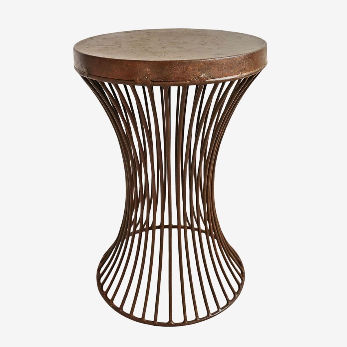 Rust Iron Hourglass Side Table - Image 1