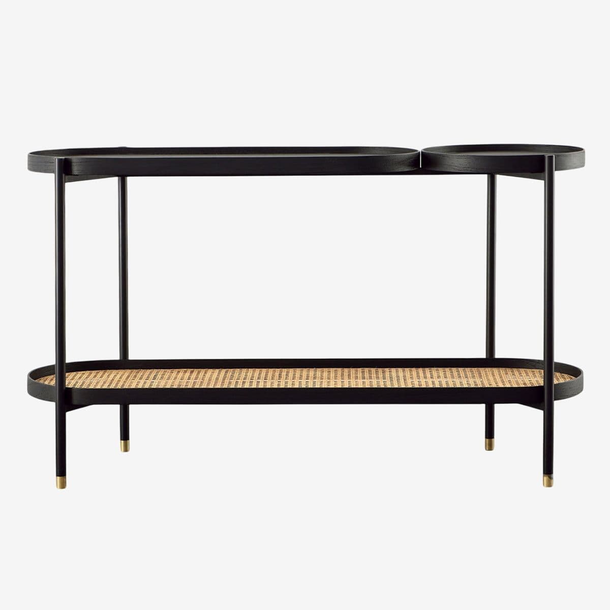 Marisol Black & Rattan Shelf Console - Image 1