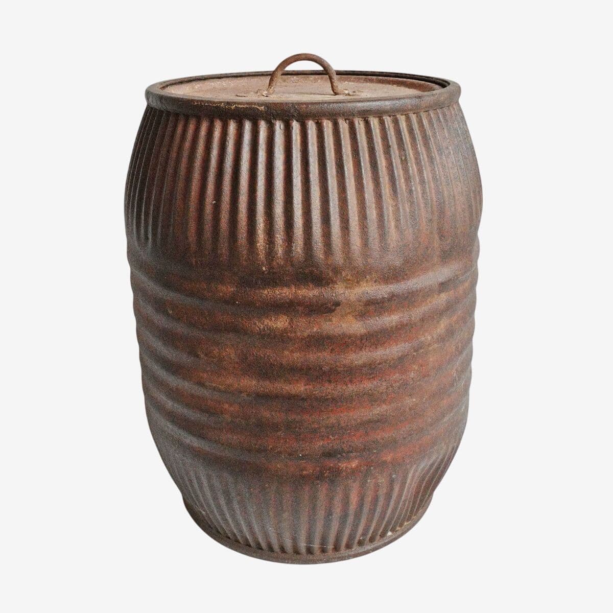 Vintage India Iron Grain Barrel - Image 1