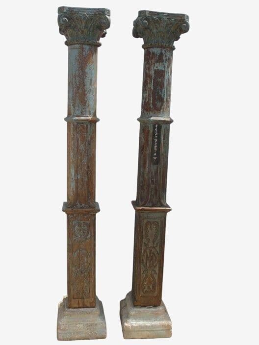 Pair of Antique Teak Wood Columns - Image 1