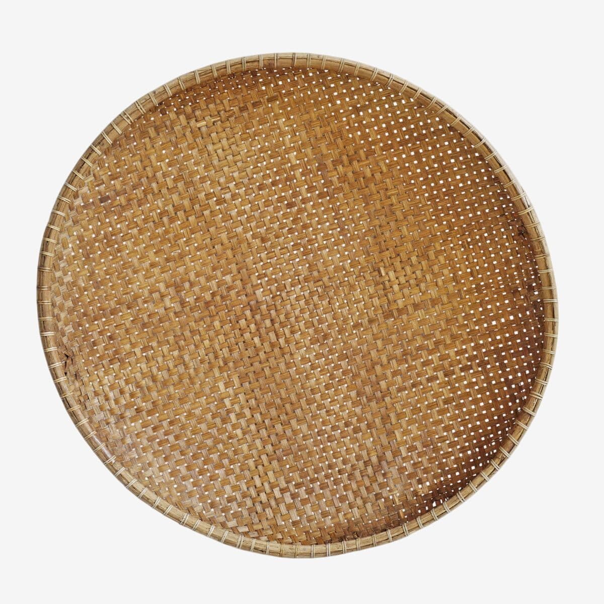 Bamboo Woven Round Basket Tray Large - Image 1
