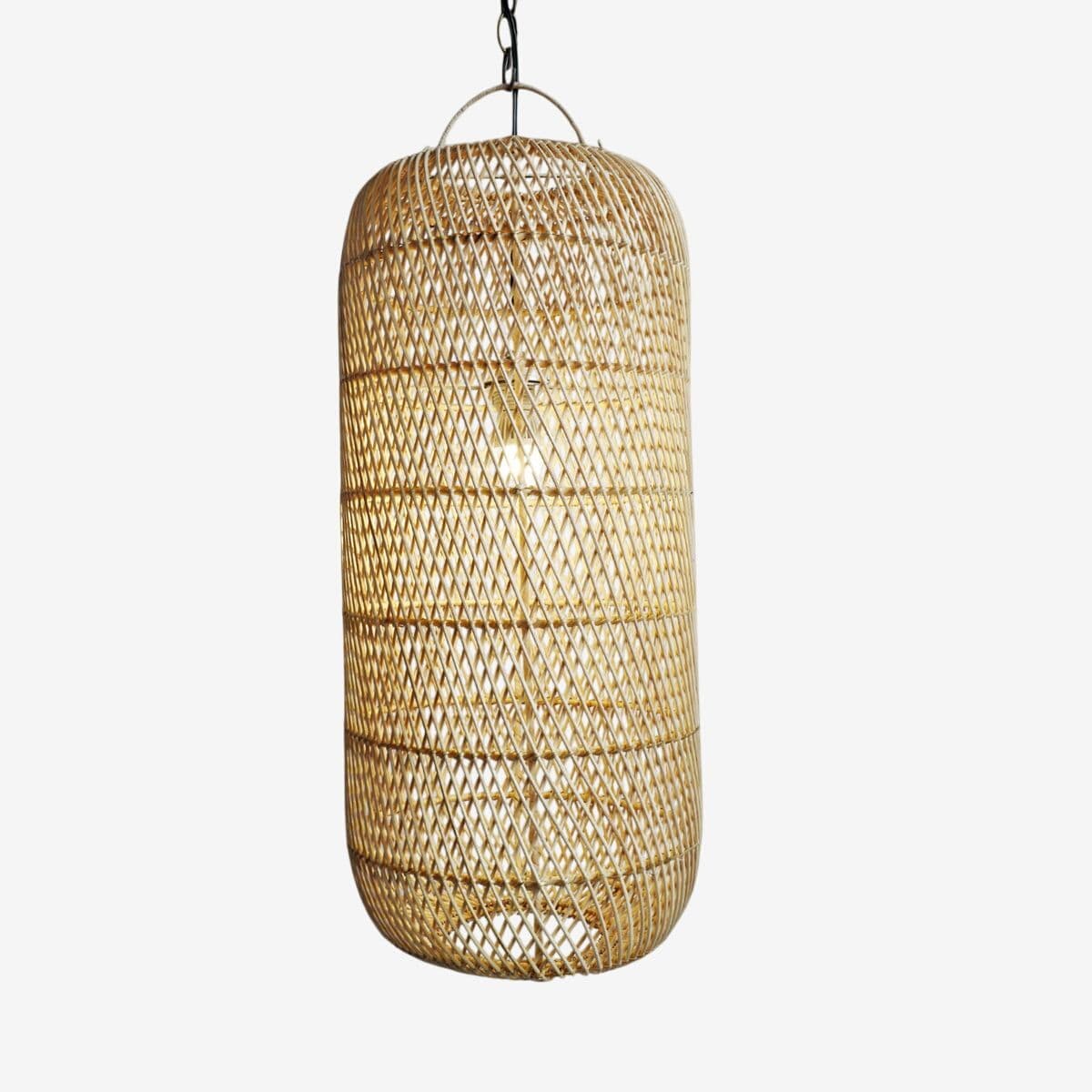 Raw Wicker Cylinder Lantern Small - Image 1