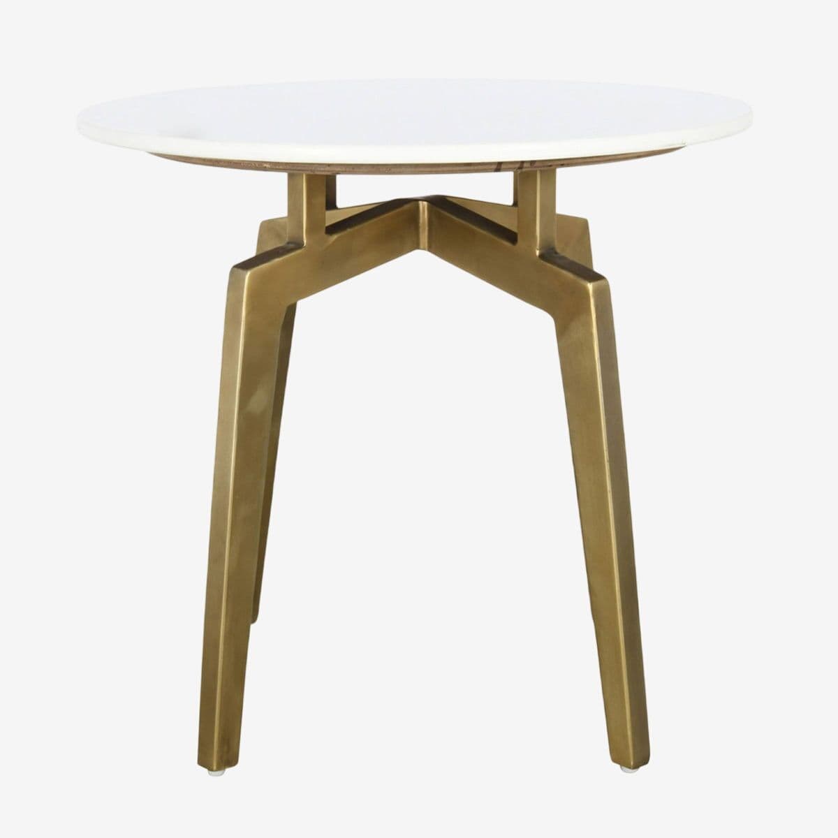 Deco White Marble & Brass Side Table - Image 1