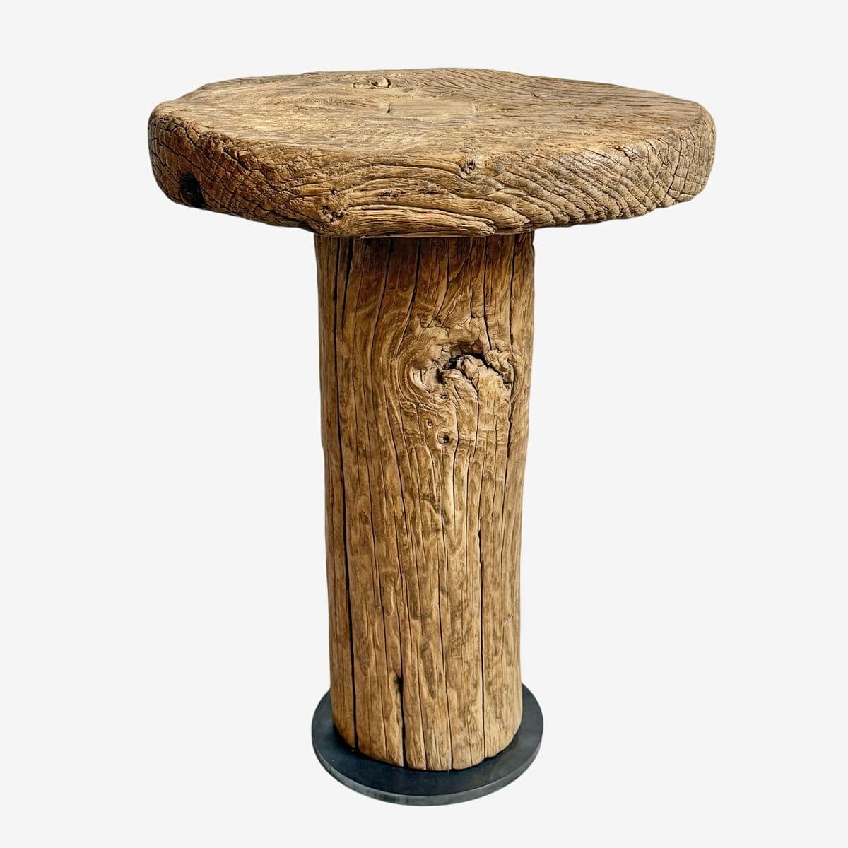 Rustic Log Round Side Table - Image 1