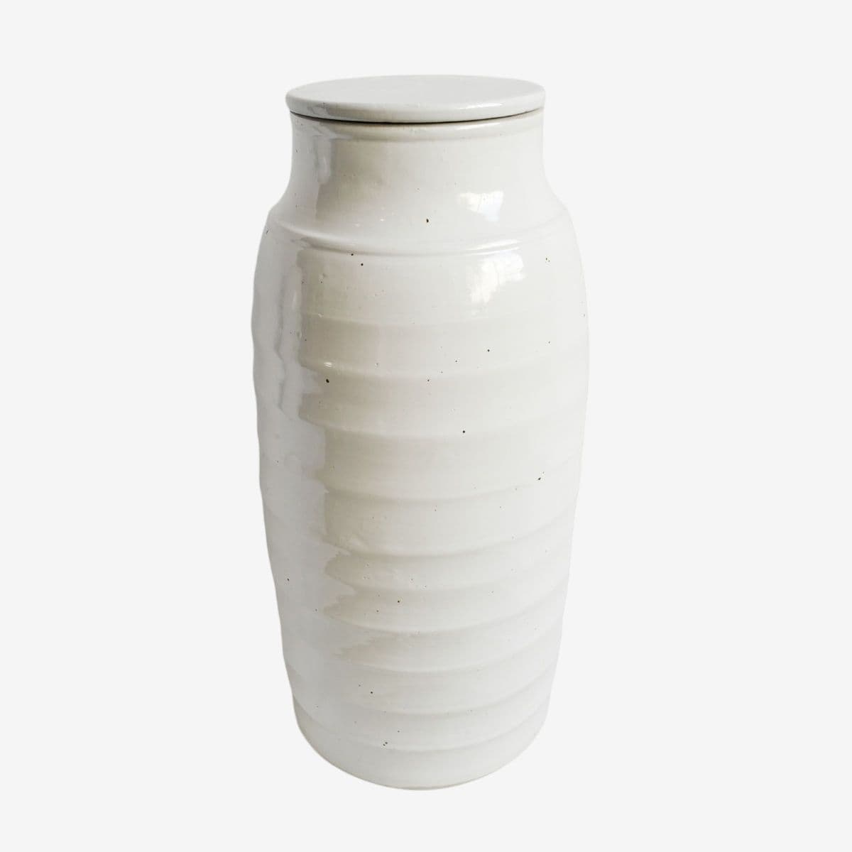 White Ceramic Tall Jin Jar - Image 1