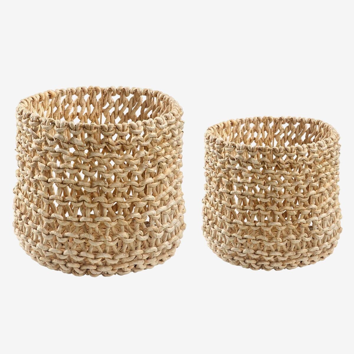 Set of 2 Natural Abaca Woven Baskets - Image 1