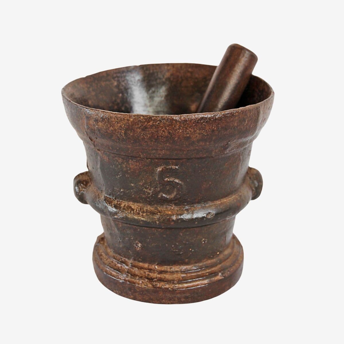 Antique Cast Iron Mortar & Pestle - Image 1