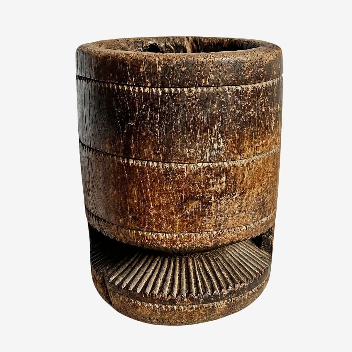 Old India Wood Pestle Pot