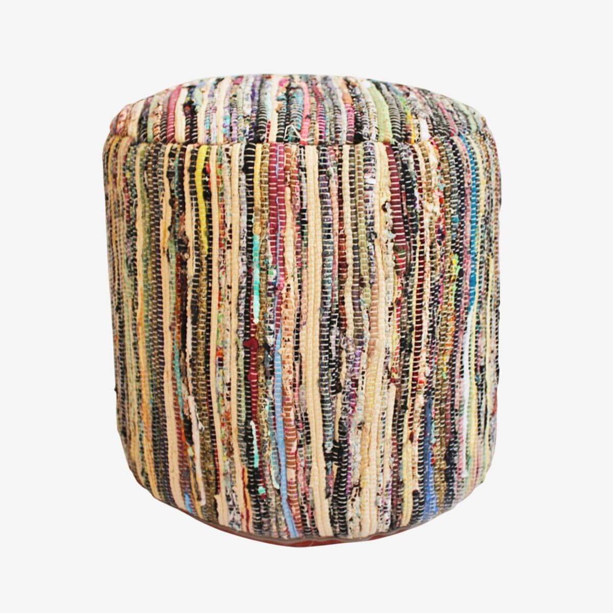 Colorful Sari Rug Pouf Ottoman - Image 1