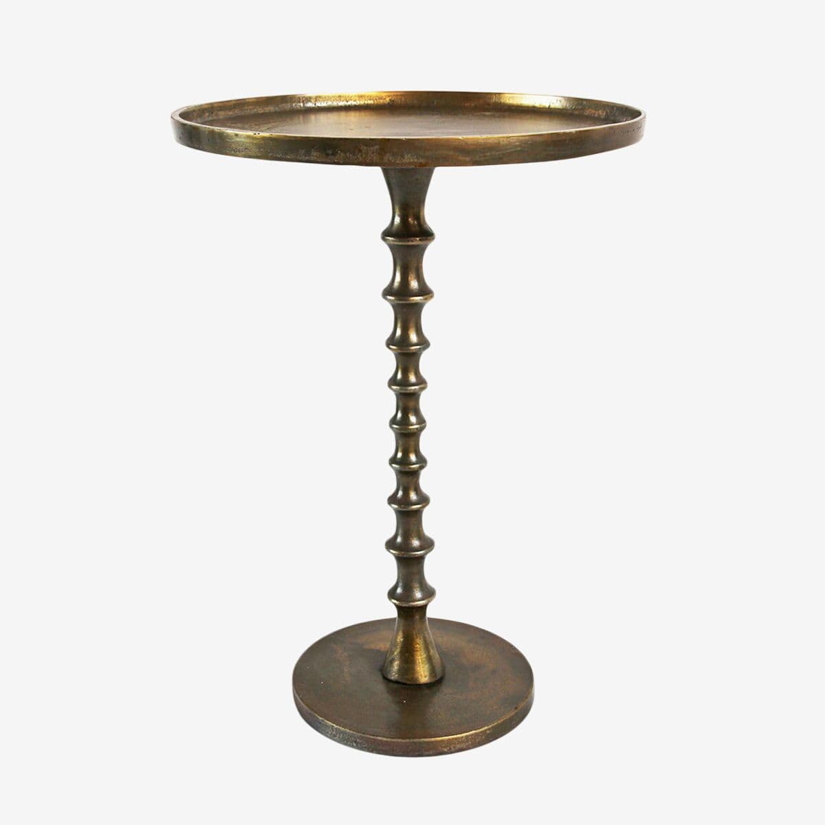 Retro Brass Pedestal Side Table - Image 1