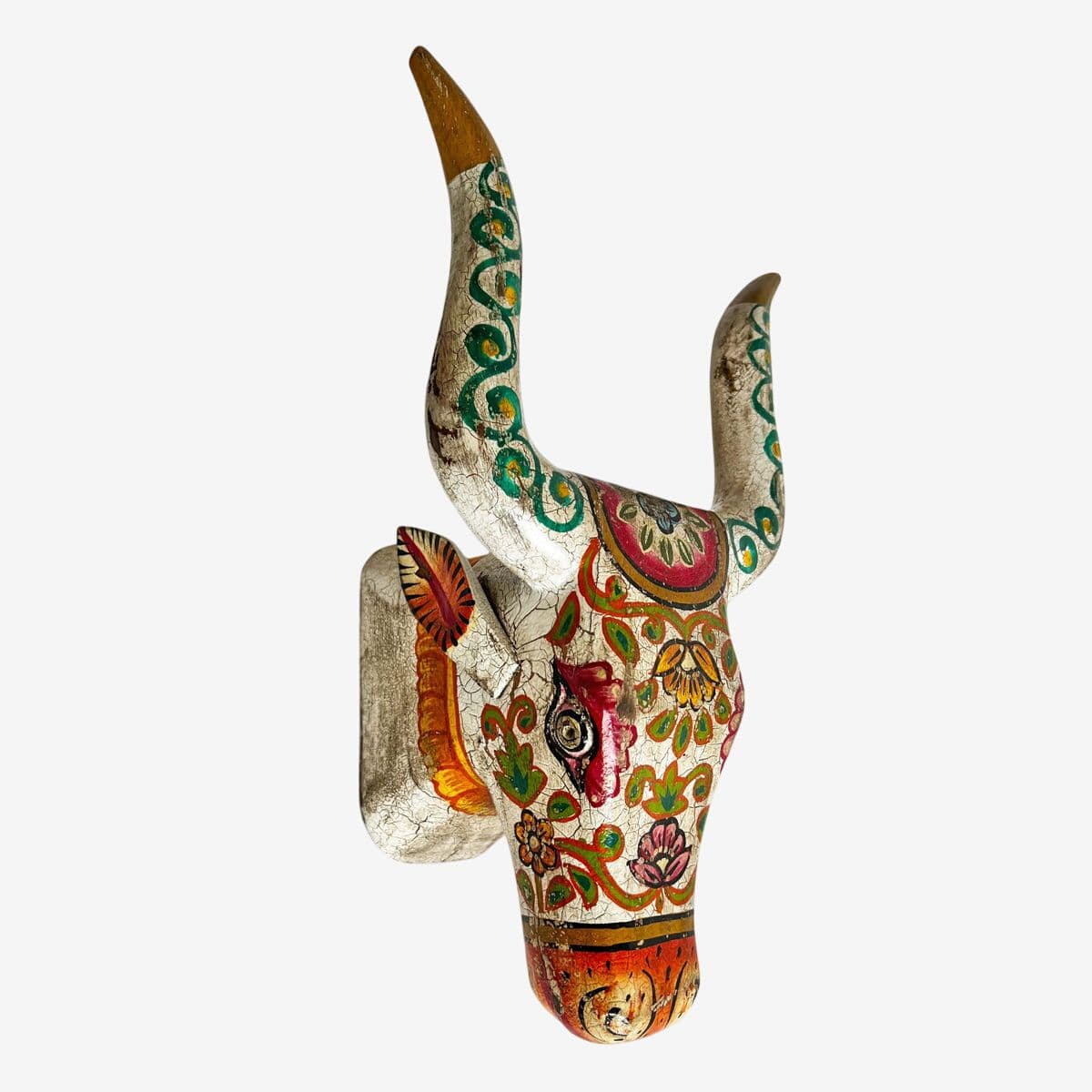 Painted Longhorn Wood Cow - Image 1