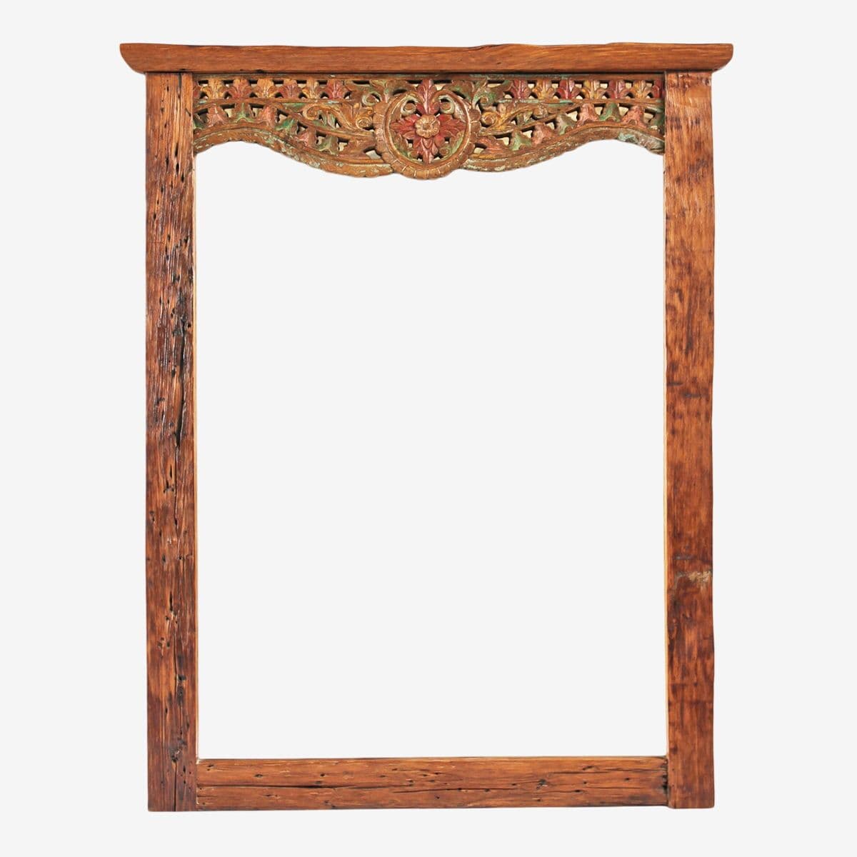 Vintage Balinese Teak Carved Mirror - Image 1