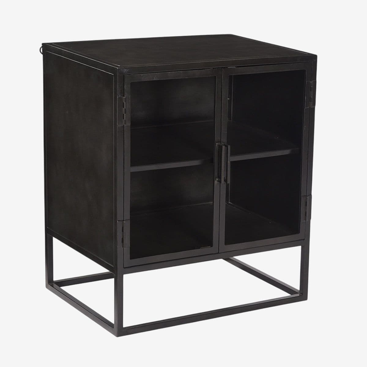 Gunmetal Iron & Glass Side Cabinet - Image 1