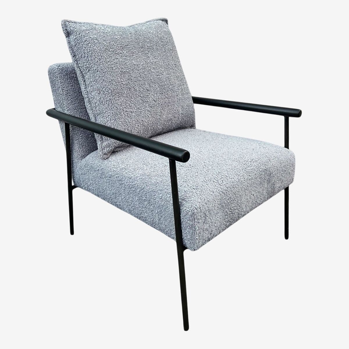 Grey Blue Sherpa Pillow Chair - Image 1