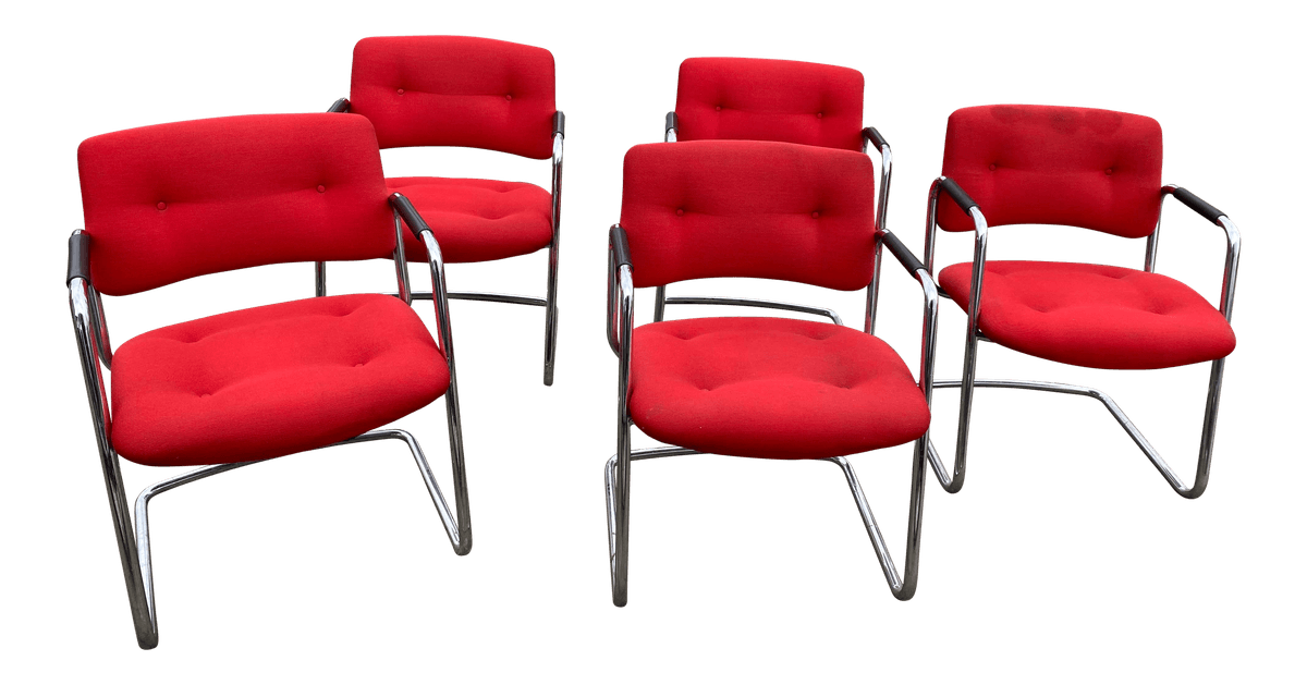 Vintage Steelcase Lounge Side Chairs - Set of 5 - Image 1
