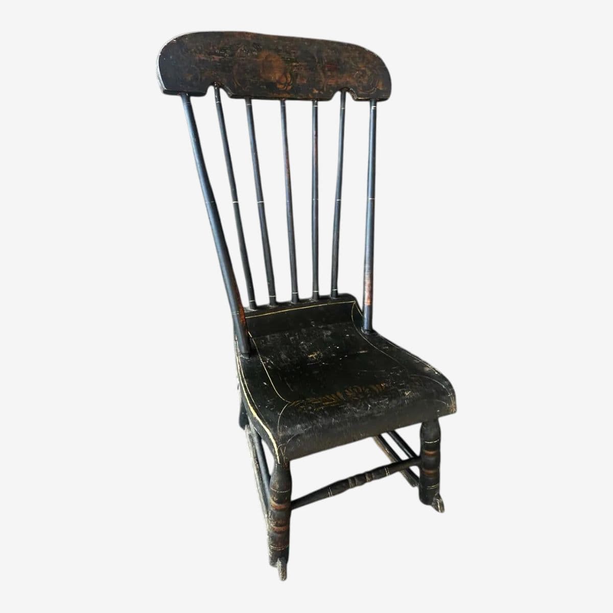 Early 19th Century Painted Oak Rocking Chair Signed ‘Madison’ - Image 1