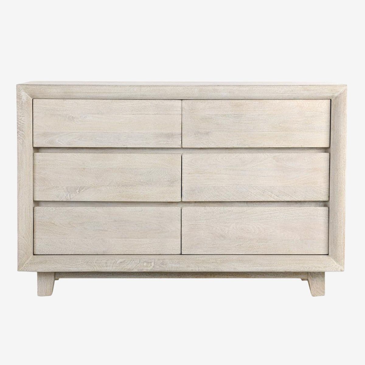 White Bevel Wood 6-Drawer Dresser - Image 1