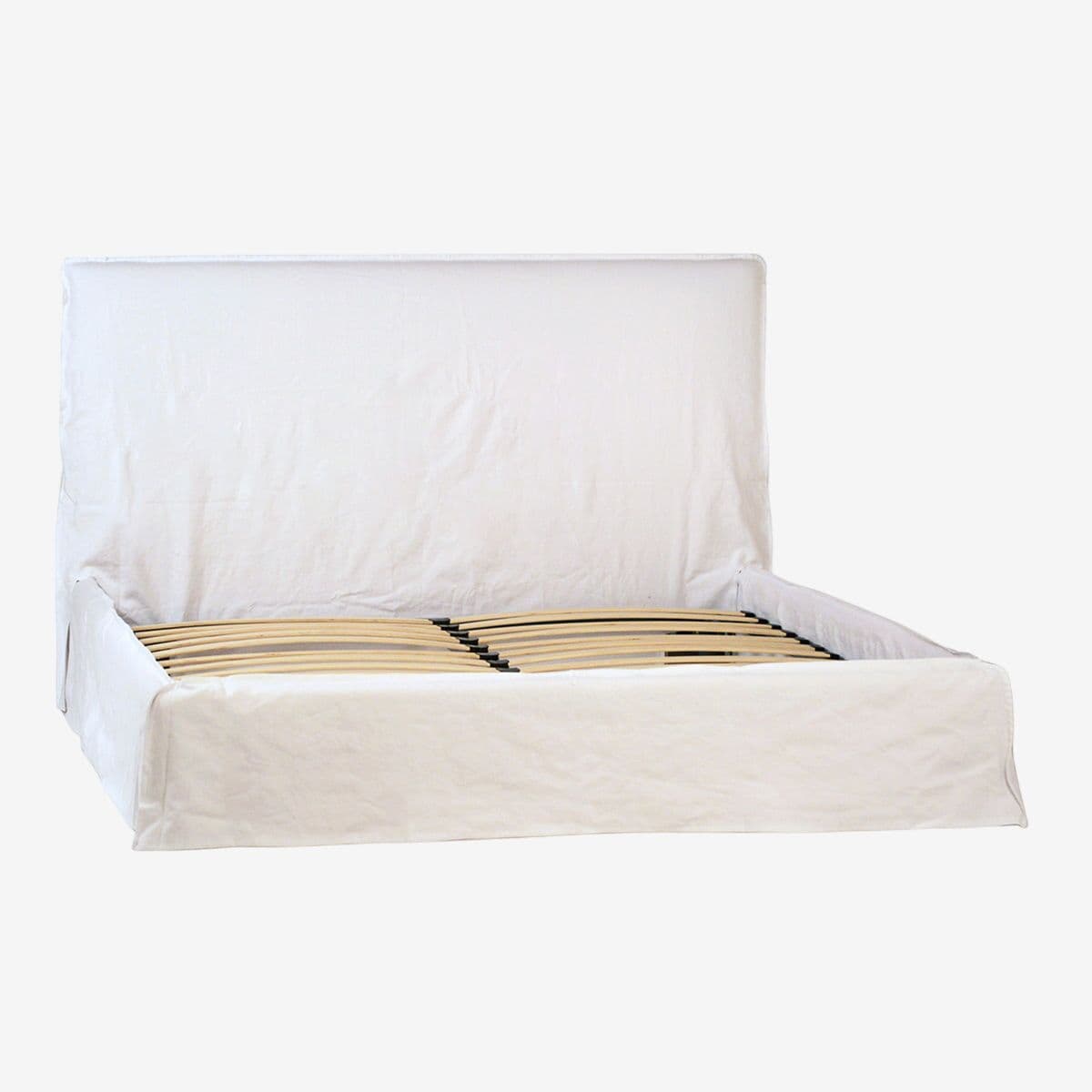 White Linen Queen Bed - Image 1