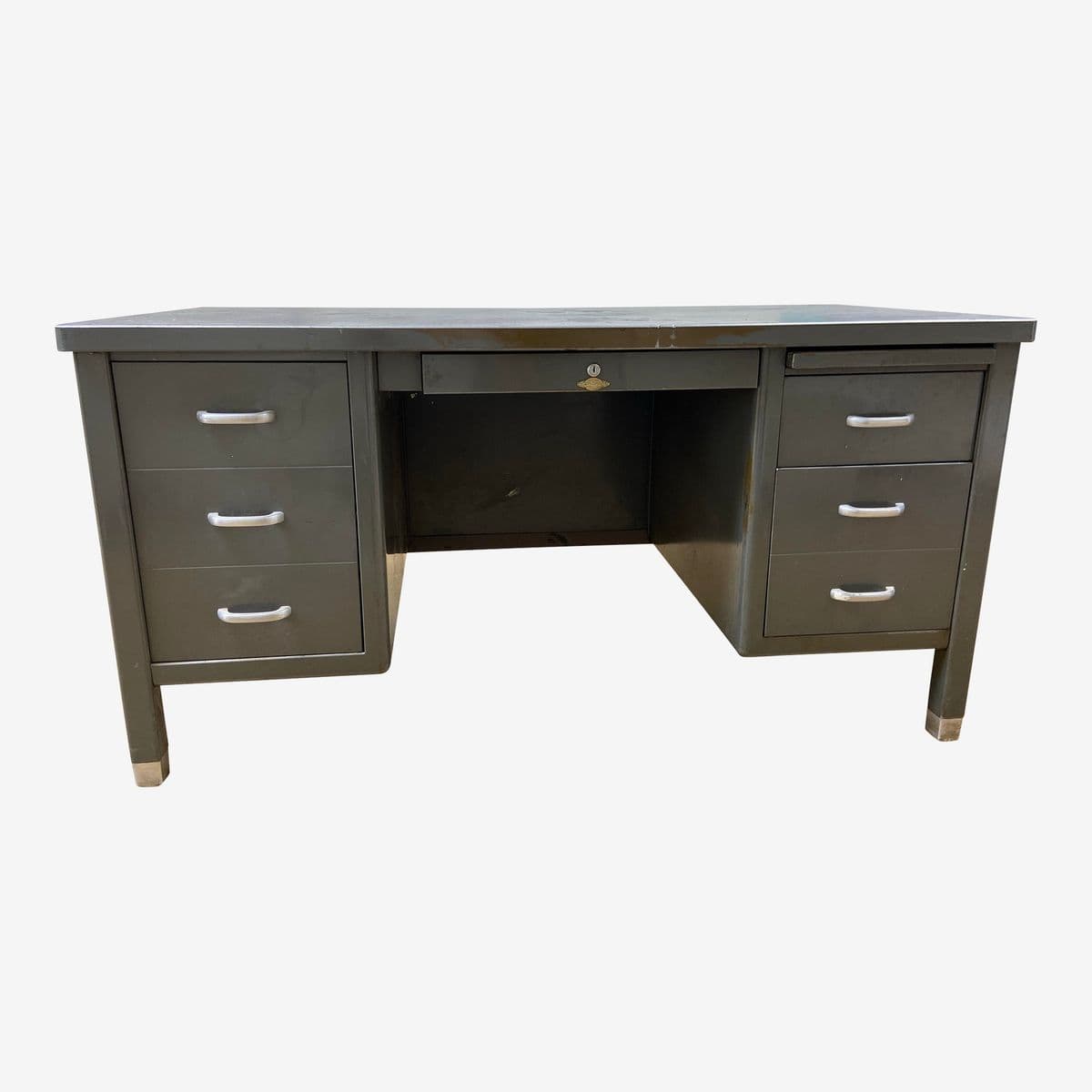 1950s Vintage Mid Century Modern Metal Tanker Desk - Image 1