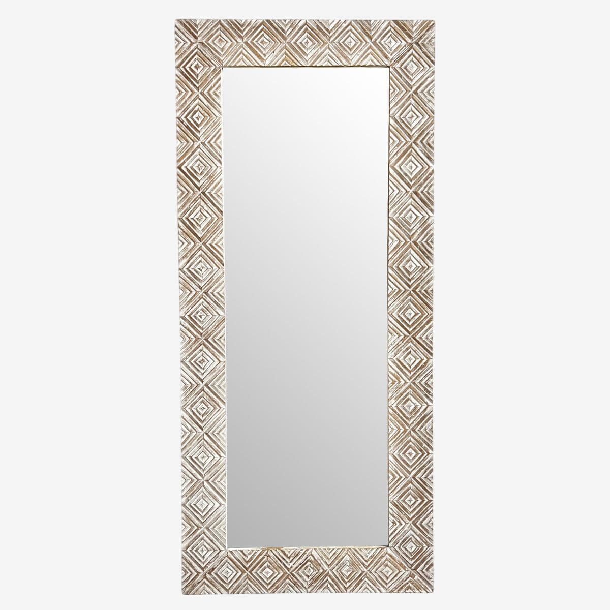White Washed Wood Diamond Full Mirror - Image 1