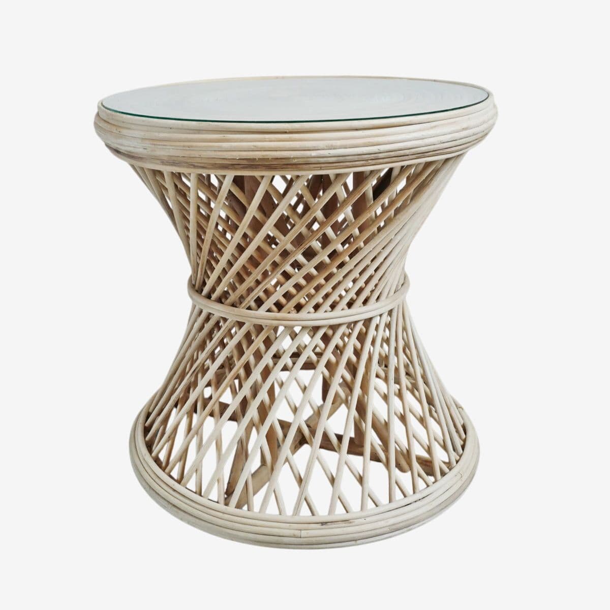 Hourglass Wicker Side Table - Image 1
