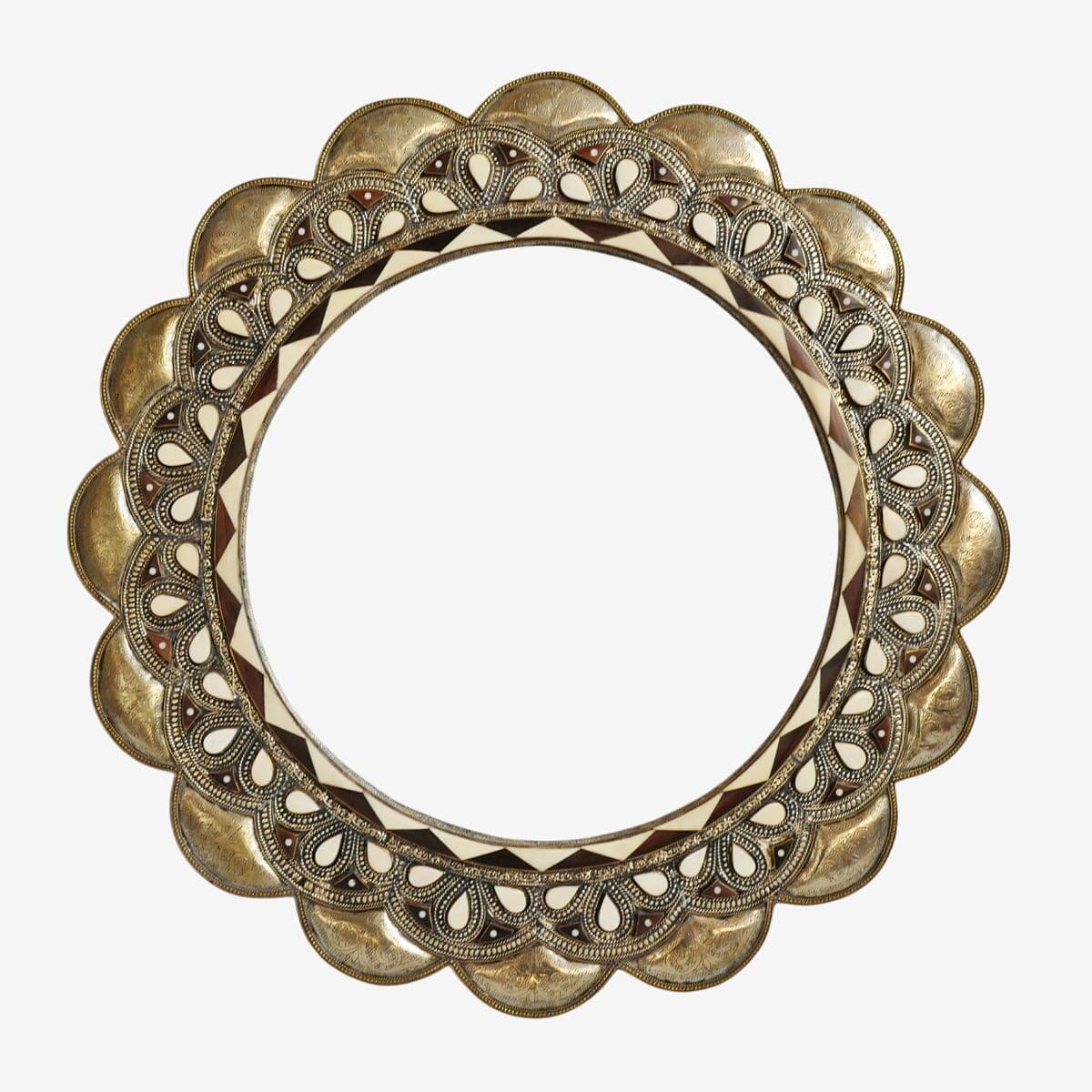 Vintage Scalloped Metal Work Mirror - Image 1