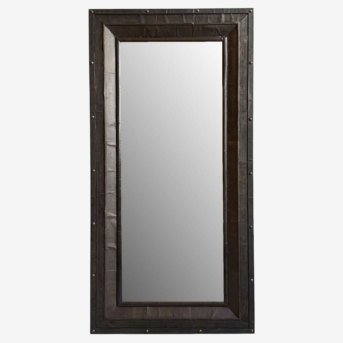 Black Metal Sheet Brass Stud Mirror - Image 1